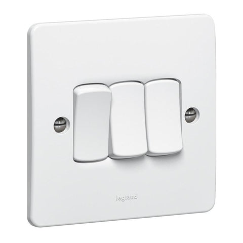 Synergy White - 3 gang 1 way switch  - Legrand 730124
