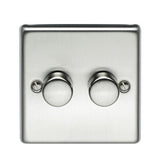 Volex Stainless Steel 500W double dimmer