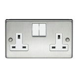 Volex Stainless Steel 13A double switch socket without neon